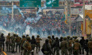 Manifestación por marchas civiles en Ecuador 2019