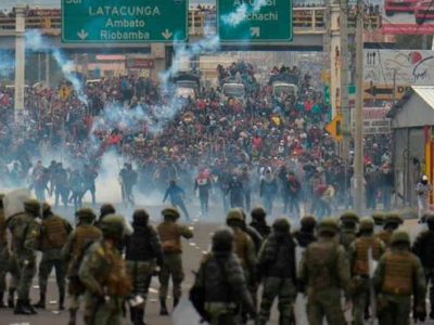 Manifestación por marchas civiles en Ecuador 2019
